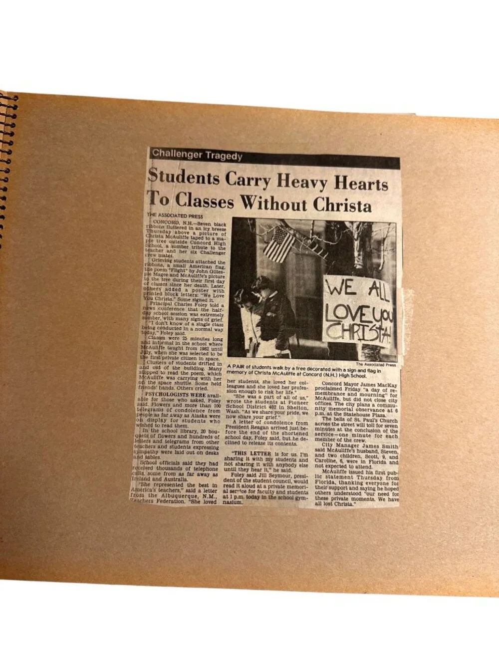 Vintage 1986 Challenger Tragedy Newspaper Scrapbook Spiral-Bound Historical Memo